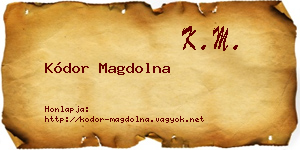 Kódor Magdolna névjegykártya